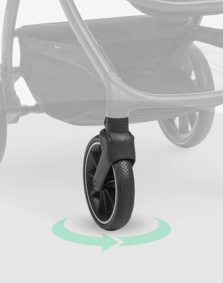 גלגלים קדמיים 360 מעלות עם נעילה בעגלת Kikkaboo Modena