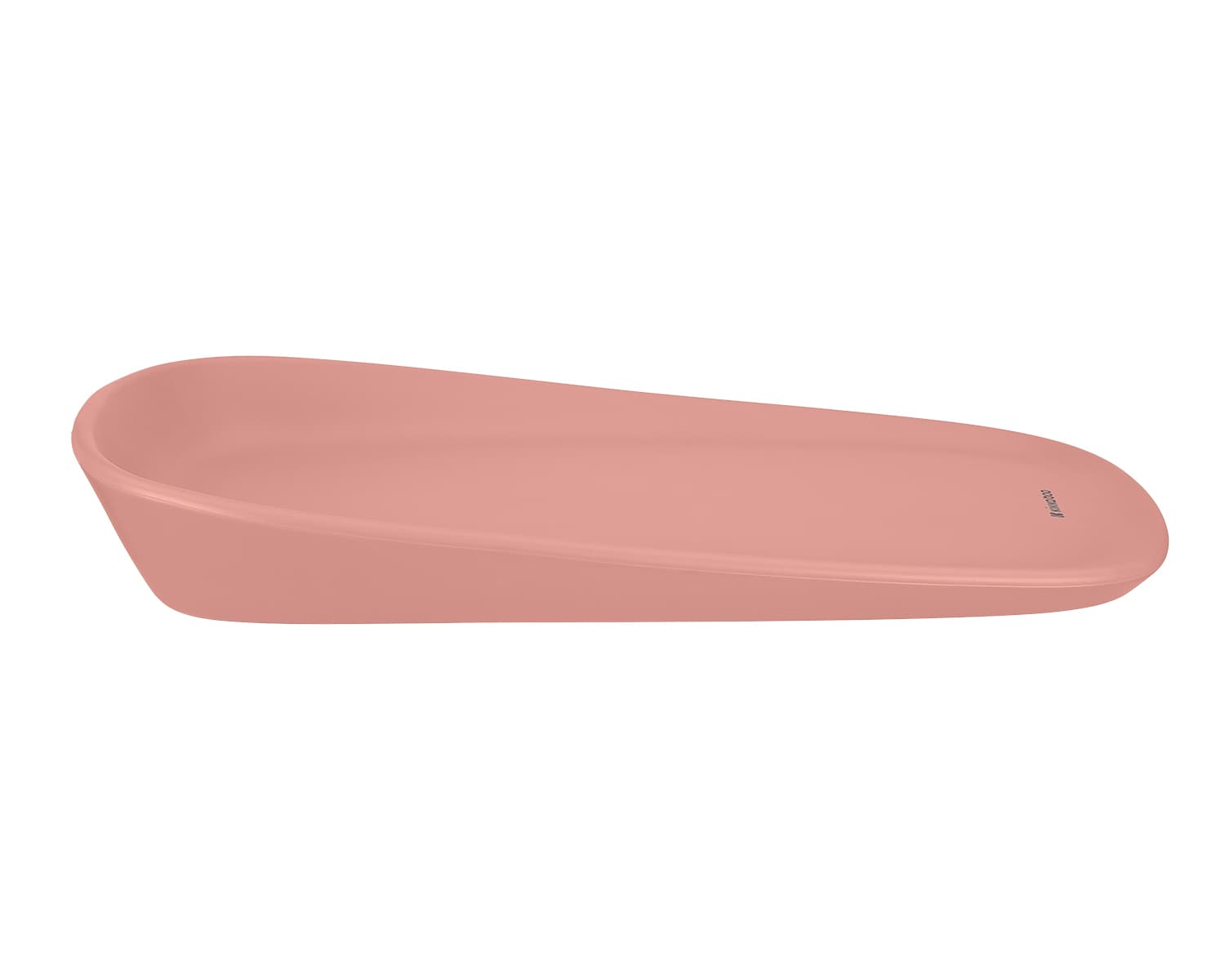 משטח החתלה ורוד בצבע Blush, נראה במבט צד המדגיש את השוליים המוגבהים.