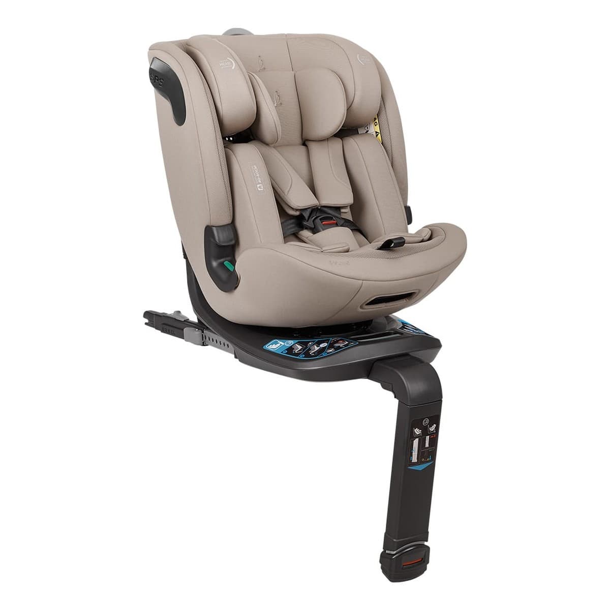 כיסא בטיחות i-Bond שמפניה - מבט תלת-רבעי, עם ISOFIX ורגל תמיכה מובנים