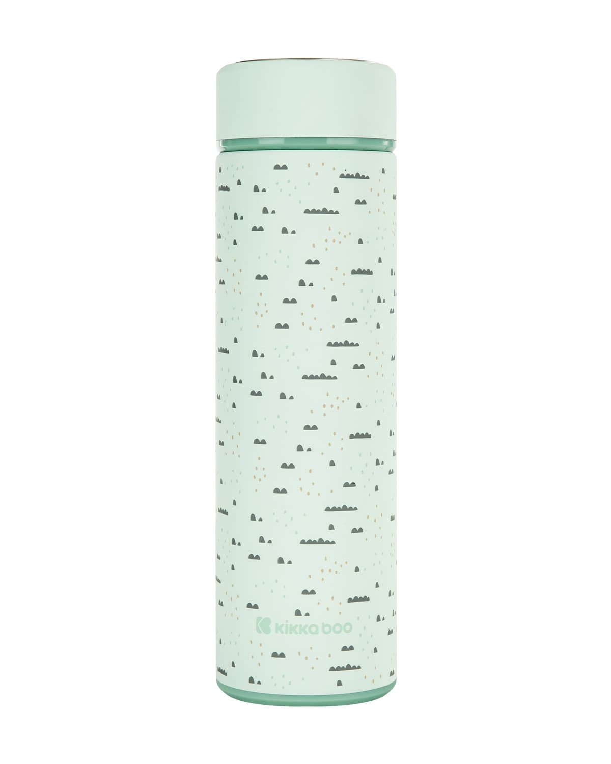 בקבוק תרמוס Savanna 500 מ"ל בצבע מנטה עם הדפס עדין, עומד ישר על רקע לבן.