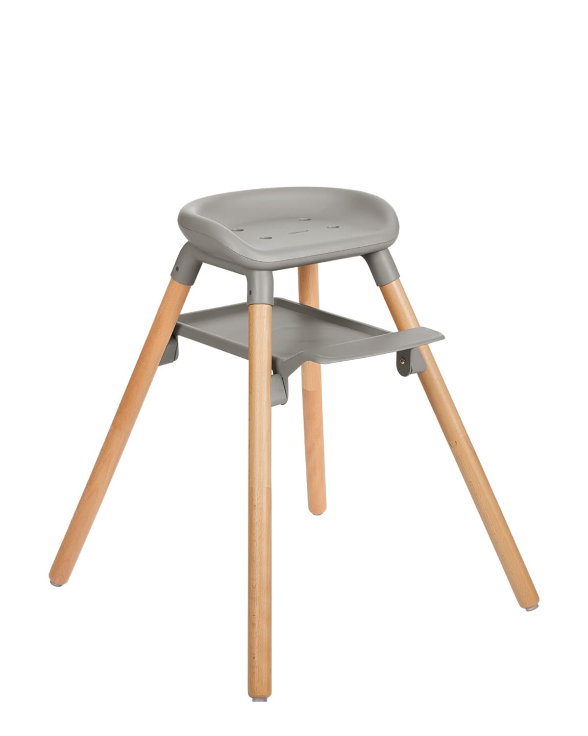 כיסא אוכל Woody 6in1 אפור עם עיצוב מודרני, כולל מגש נשלף ורגליים יציבות.